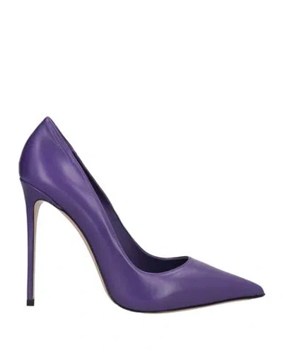 Le Silla Woman Pumps Purple Size 6 Leather