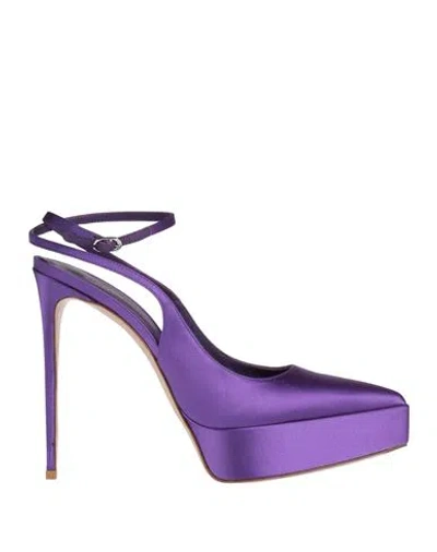 Le Silla Woman Pumps Purple Size 7.5 Textile Fibers
