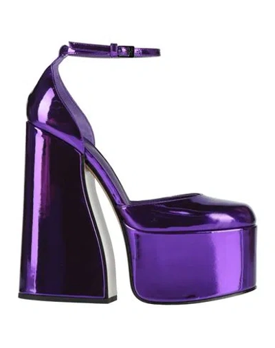 Le Silla Woman Pumps Purple Size 8 Calfskin