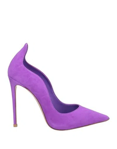 Le Silla Woman Pumps Purple Size 8 Soft Leather