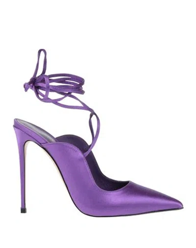 Le Silla Woman Pumps Purple Size 8 Textile Fibers