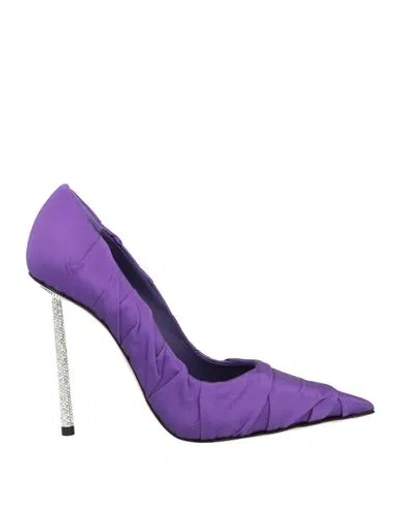 Le Silla Woman Pumps Purple Size 8 Textile Fibers