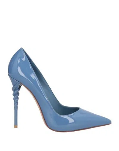 Le Silla Woman Pumps Slate Blue Size 7 Leather In Animal Print