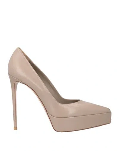 Le Silla Woman Pumps Taupe Size 10 Leather In Multi