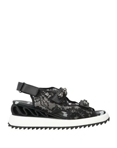 Le Silla Woman Sandals Black Size 6.5 Textile Fibers, Leather