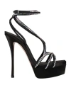 Le Silla Woman Sandals Black Size 8 Textile Fibers