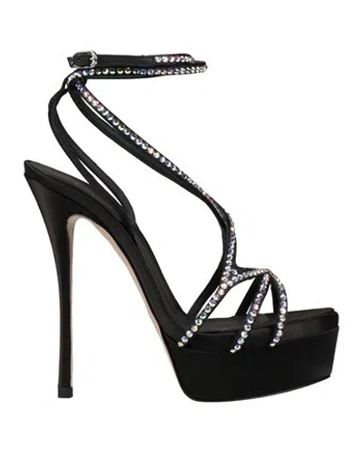 Le Silla Woman Sandals Black Size 8 Textile Fibers