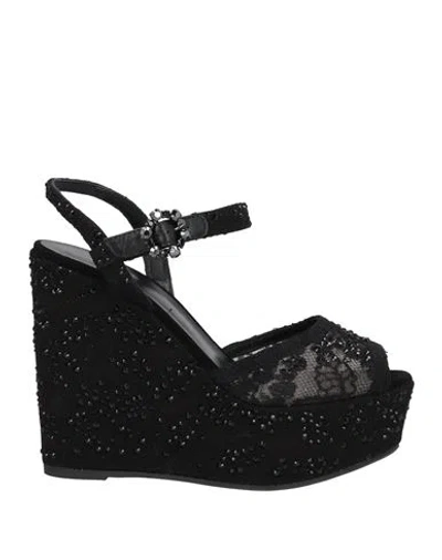 Le Silla Woman Sandals Black Size 11 Textile Fibers