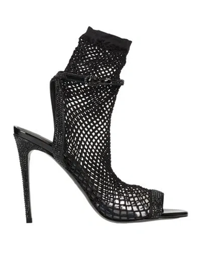 Le Silla Woman Sandals Black Size 8 Textile Fibers, Leather