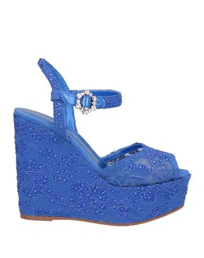 Le Silla Woman Sandals Blue Size 10 Textile Fibers
