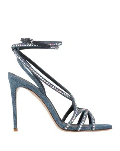 Le Silla Woman Sandals Blue Size 8 Textile Fibers