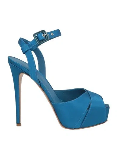 Le Silla Woman Sandals Blue Size 8 Textile Fibers
