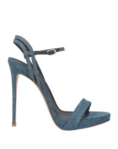 Le Silla Woman Sandals Blue Size 8 Textile Fibers