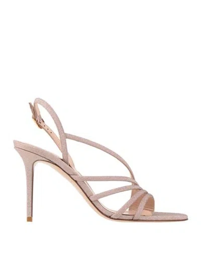 Le Silla Woman Sandals Blush Size 11 Leather, Textile Fibers In Neutral