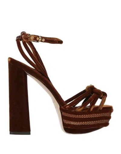 Le Silla Woman Sandals Brown Size 5 Textile Fibers