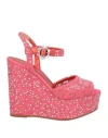 Le Silla Woman Sandals Coral Size 10 Textile Fibers In Red