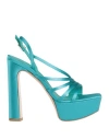 Le Silla Woman Sandals Deep Teal Size 8 Textile Fibers In Green