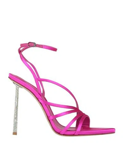 Le Silla Woman Sandals Fuchsia Size 10 Textile Fibers In Pink