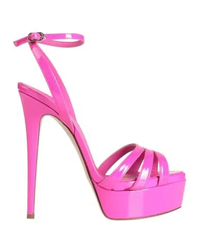 Le Silla Woman Sandals Fuchsia Size 7 Leather In Magenta