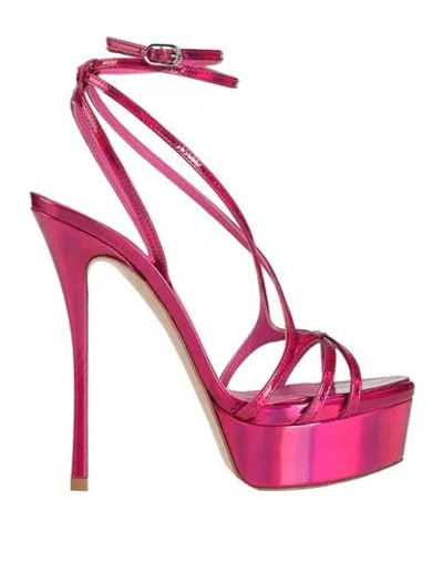 Le Silla Woman Sandals Fuchsia Size 8 Leather In Pink