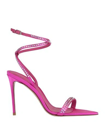 Le Silla Woman Sandals Fuchsia Size 8 Textile Fibers In Pink