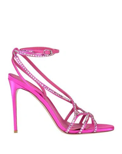 Le Silla Woman Sandals Fuchsia Size 8 Textile Fibers In Pink