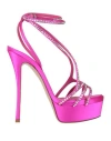 Le Silla Woman Sandals Fuchsia Size 8 Textile Fibers In Pink