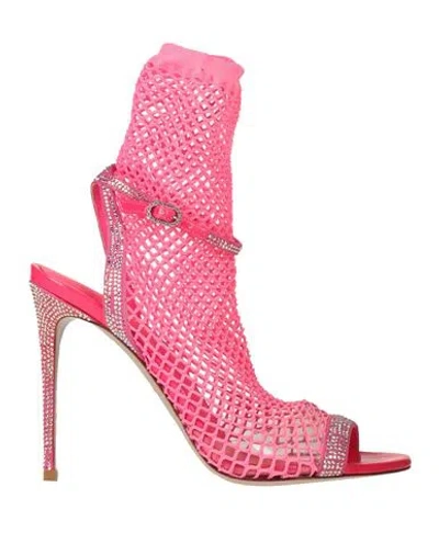 Le Silla Woman Sandals Fuchsia Size 8 Textile Fibers In Pink