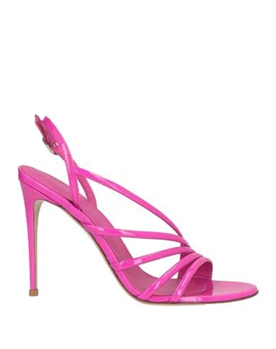 Le Silla Woman Sandals Fuchsia Size 9.5 Leather In Pink