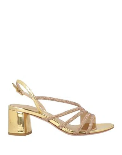 Le Silla Woman Sandals Gold Size 6 Leather, Synthetic Fibers