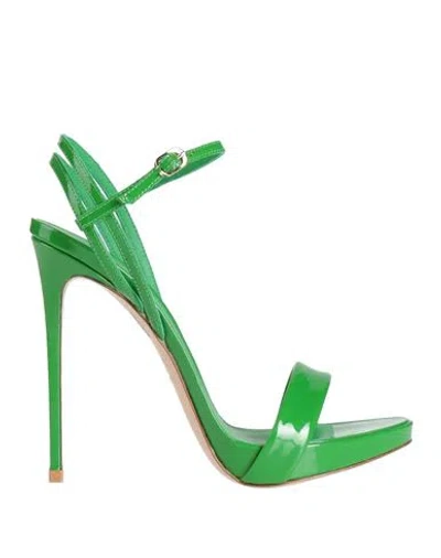 Le Silla Woman Sandals Green Size 8 Soft Leather In Green