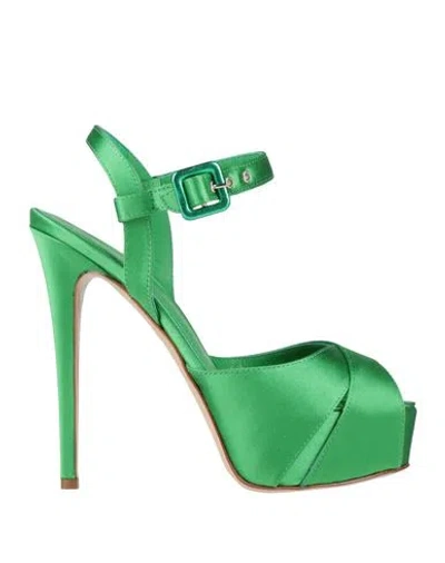 Le Silla Woman Sandals Green Size 8 Textile Fibers