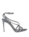 Le Silla Woman Sandals Grey Size 6.5 Textile Fibers