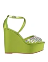 Le Silla Woman Sandals Light Green Size 8 Textile Fibers
