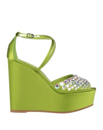 Le Silla Woman Sandals Light Green Size 8 Textile Fibers