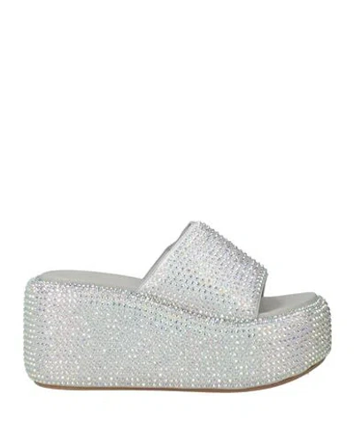 Le Silla Woman Sandals Light Grey Size 9 Textile Fibers