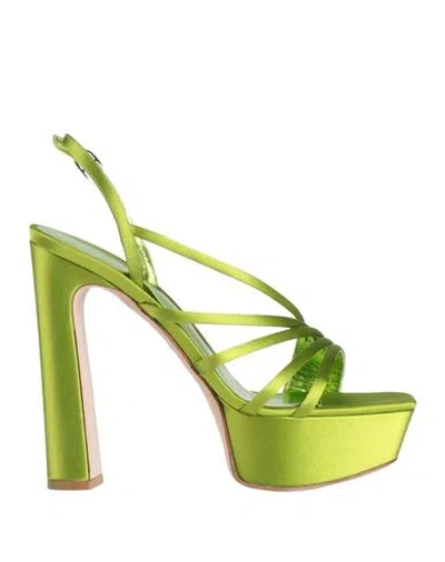 Le Silla Woman Sandals Lime Green Size 8 Textile Fibers