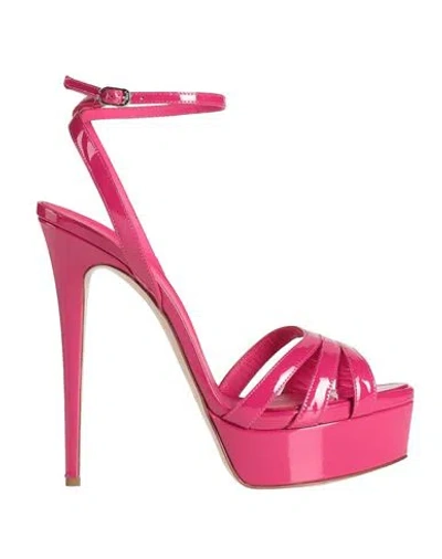 LE SILLA LE SILLA WOMAN SANDALS MAGENTA SIZE 12 LEATHER