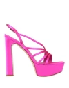 Le Silla Asymmetric Block Heel Platform Sandals In Magenta