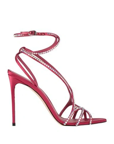 Le Silla Woman Sandals Magenta Size 6 Textile Fibers In Pink