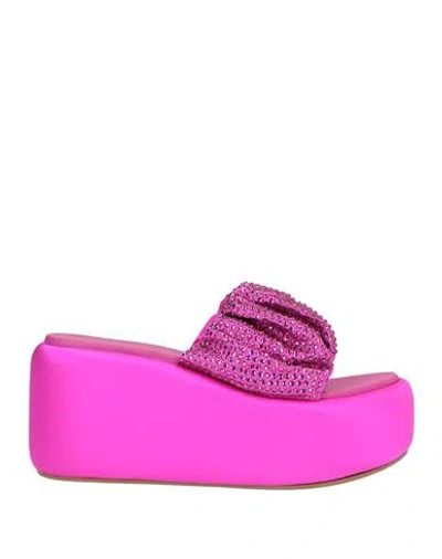 Le Silla Woman Sandals Magenta Size 8.5 Textile Fibers