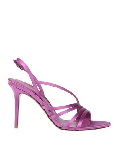 Le Silla Woman Sandals Mauve Size 8 Textile Fibers In Purple