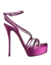 Le Silla Woman Sandals Mauve Size 8 Textile Fibers In Purple