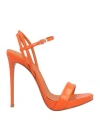 Le Silla Woman Sandals Orange Size 7.5 Soft Leather In Orange