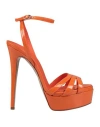 Le Silla Woman Sandals Orange Size 8 Leather