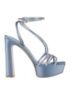 Le Silla Woman Sandals Pastel Blue Size 8 Textile Fibers