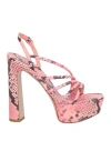 Le Silla Woman Sandals Pink Size 8 Leather In Multi