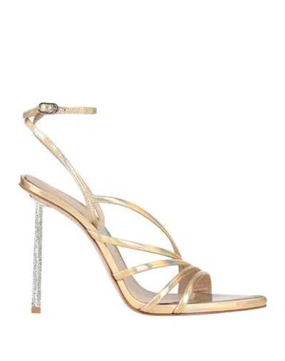 Le Silla Woman Sandals Platinum Size 6 Leather In Gold