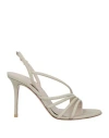 Le Silla Woman Sandals Platinum Size 7.5 Leather, Textile Fibers In Grey