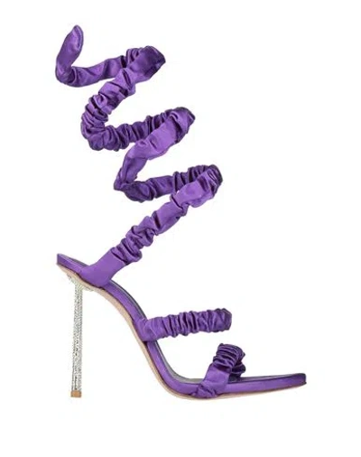 Le Silla Woman Sandals Purple Size 7 Textile Fibers